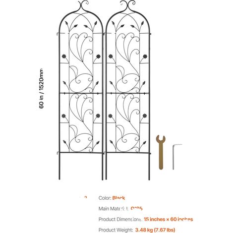 Treillis de jardin, métal résistant à la rouille, design décoratif, 2 pièces (1/2)