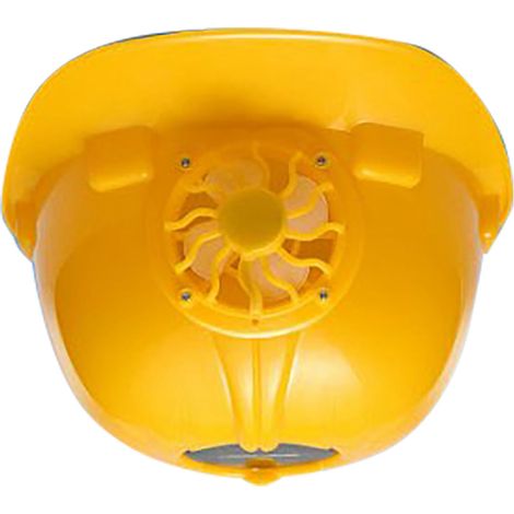 Casque de sécurité ventilé avec refroidissement frontal, alimenté par cellule solaire, respirant et protection solaire pour chantiers de construction, extérieur estival, jaune (1/5)