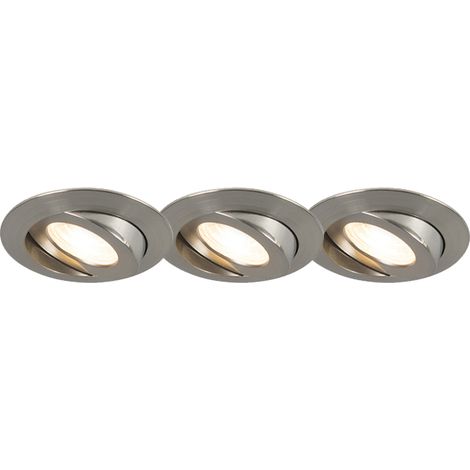 QAZQA Set of 3 Recessed Spotlights Steel Incl. LED IP44 - Relax