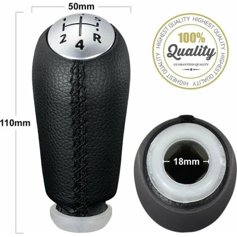 Pommeau de levier de vitesse manuel pour Renault Clio III 2005-09, Megane 2 Laguna 2003-09, cuir noir, avec adaptateur (1/4)