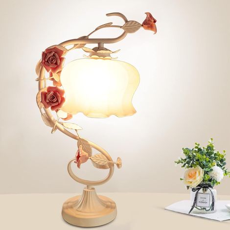 LED Nachttischlampe Rose Nachtlicht Büro Wohnkultur Leuchte LED Tischlampe Nachtlicht Romantisch Schöne Rose Lampenschirm Nachttischlampe (1/5)