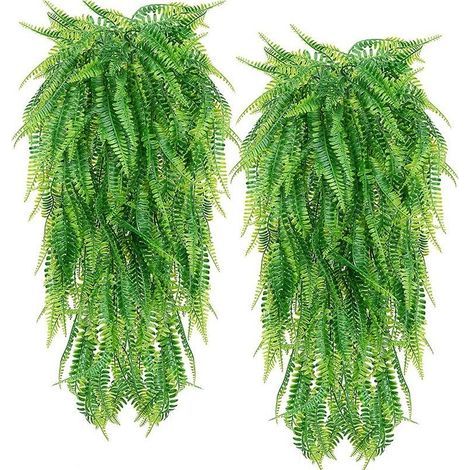 Lot de 2 Plantes Suspendues Artificielles Fougère Vigne,Décoration de Feuilles de Lierre Fausse Tombante pour Intérieur et Extérieur, Décor de Végétation Feinte pour Salon, Cuisine, Balcon, Jardin (1/5)