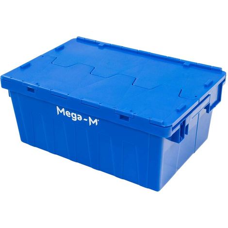 Mega-M Transportbehälter, abschließbar, B 60 cm, T 40 cm, H 25 cm, Kunststoff, blau, N