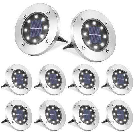 Pair - 8 Pièces LED Lumière Solaire Extérieur-Lampe Solaires Jardin Au Sol-Blanc Froid Pelouse Lumière (1/5)