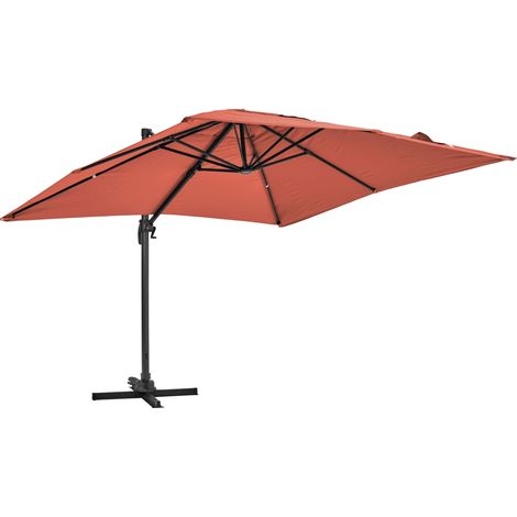Parasol déporté inclinable et rotatif 2x3m en aluminium terracotta