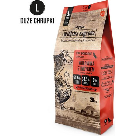 Wiejska Zagroda Cibo secco per cani al manzo con tacchino Razze di taglia grande L 20 kg (1/2)