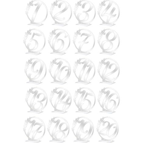 (1-20) 20 Assiettes De Table Rondes Numrotes En Acrylique - Argent Avec Bases, Assiettes De Table De Mariage, Assiettes De Table, Cocktail Diy, As