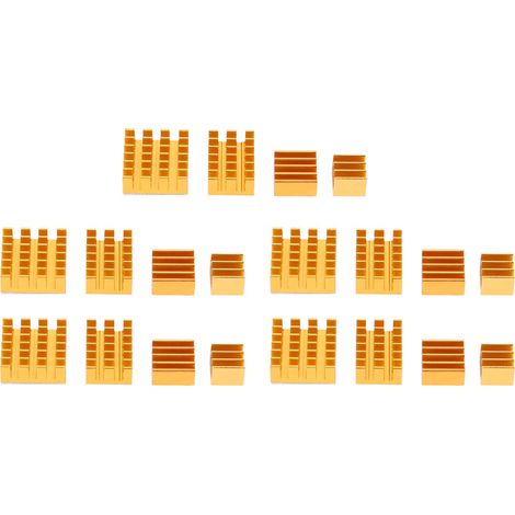 20pcs Gold Color Aluminum Heat Sink CPU Cooler with Adhesive for Raspberry Pi 2/3/4 3b 4B