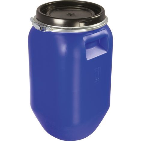 AUTRES Fut de macération alimentaire 30L bleu couvercle + cerclage fer (1/4)