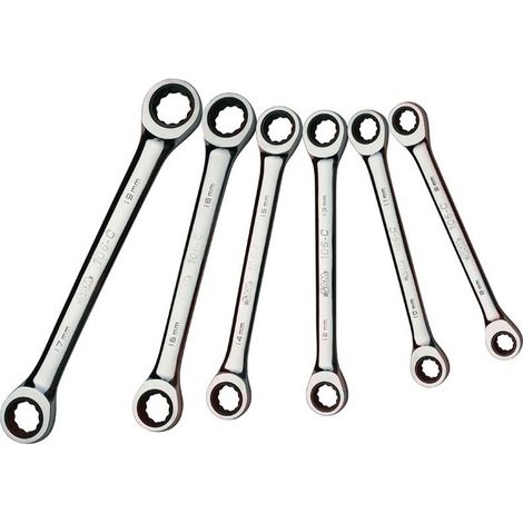 SAM OUTILLAGE - Jeu De 6 Clés Polygonales A Cliquet 8 A 19 Mm