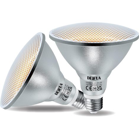 Ampoule LED E27 PAR38 Blanc Chaud 2000 Lumens 18W équivalent 120W Halogène, Lot de 2, Spot sans Scintillement 2700K, Lampe Réflecteur IP65 Faisceau Large 60°, Non-dimmable (1/5)