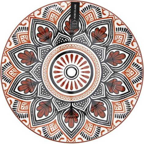 Lot de 6 Assiettes à Dessert "Mandala" 19cm Orange (1/4)