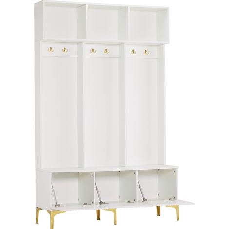 Multifunktions-Garderobenschrank mit Bank weiß 120 x 40 x 191,5 cm MODENUIT (1/5)
