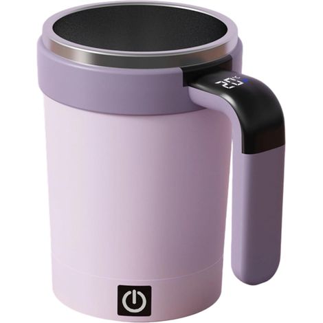 Tasse mélangeur automatique, mug de voyage électrique auto-mélangeur, affichage LCD de la température, rechargeable, portable, cadeau(Violet) (1/5)