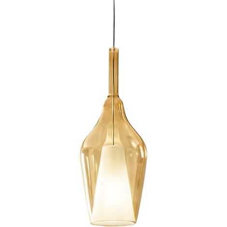 Suspension Ofelia S/12 - Verre Borosilicate Ambré Transparent, Douille E27, Câble 3 Mètres, Ip20, Classe I - Gealuce (1/3)