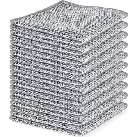 Ensemble de 10 torchons en fil d'acier résistant aux rayures - Torchon, essuie-mains et chiffon multi-usages