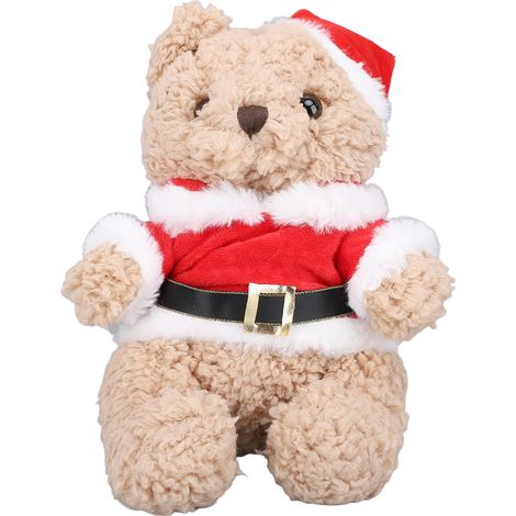 Peluche Ours de Noël Bonhomme Neige Chapeau Père Noël Décoration Fête Red (1/5)