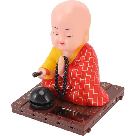 Poupée de moine bouddhiste à énergie solaire, battant automatiquement, figurine de moine en plastique durable pour voiture et hôtel (1/5)