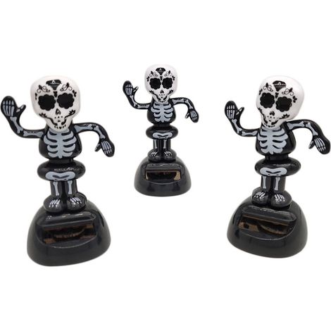 Décoration squelette fantôme solaire Halloween pour bureau, tableau de bord voiture, figurine lumineuse (1/5)