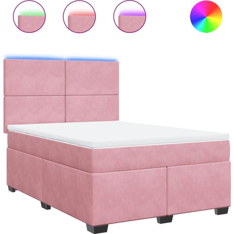 Maison Exclusive - Sommier à lattes de lit avec matelas Rose 160x200 cm Velours (1/5)