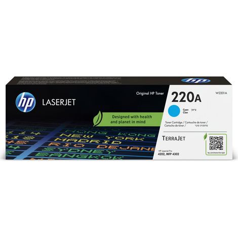 Cartuccia toner cyan originale HP 220A (W2201A) compatibile con stampanti HP LaserJet Pro 4202 e 4302 (1/4)