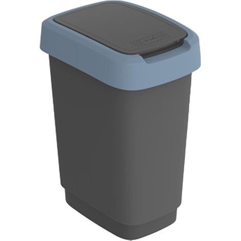Poubelle Rotho Twist 10L Bleu Horizon/Anthracite (1/4)