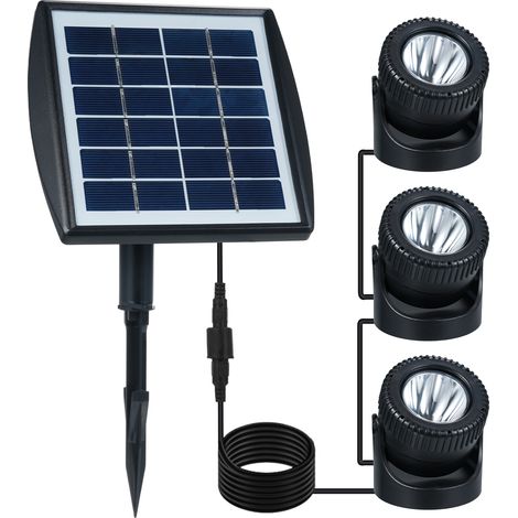 Projecteur solaire sous-marin à trois têtes pour bassin, lampe décorative extérieure étanche, paysage sous-marin, blanc chaud, 3 niveaux de luminosité réglables pour piscine, jardin, cour, patio, font