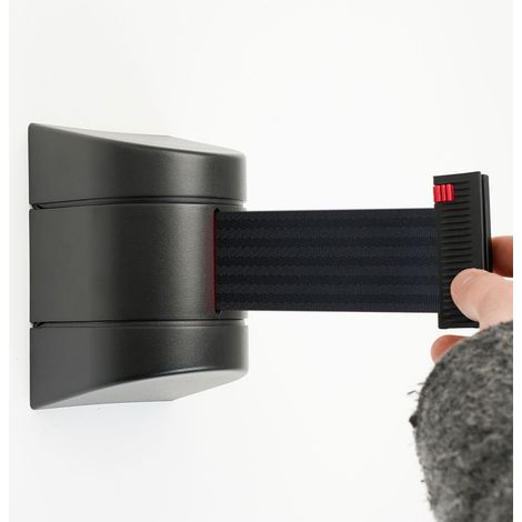 Tendinastro da Parete 10 m con Clip di Chiusura Nastro Nero (1/5)