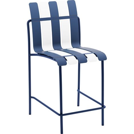 Sgabello Alto da Bar Rebecca Mobili Nareo 110x54x49 Ferro Polipropilene Bianco Blu Moderno SET 2 pezzi