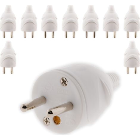 Lot de 10 fiches mâles 16A 2P+T - blanc - Zenitech