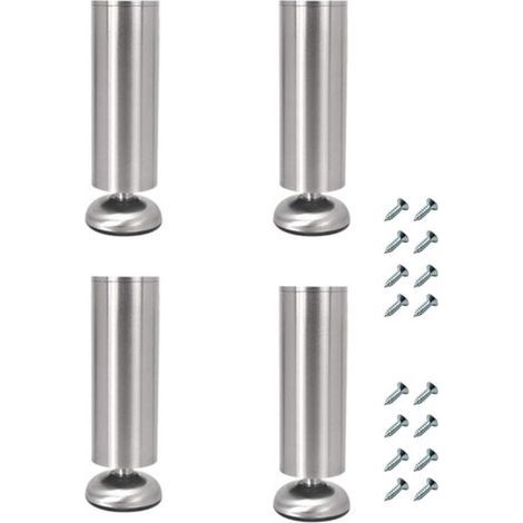 Lot de 4 pieds de meubles réglables en acier inoxydable de 25 cm d'épaisseur pour meuble TV et canapé (1/4)