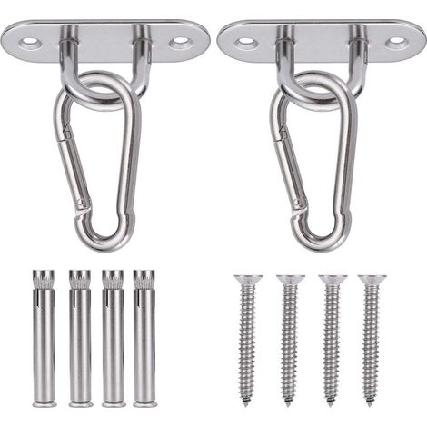 2 Pièces Crochet de Plafond, Lourds Crochet de Plafond avec SUS304 Acier Inoxydable pour Béton Bois Ensembles Yoga Hamac Chaise Accrochante Sac de Boxe Yoga, Capacité de Charge Jusqu'à 450KG (1/5)