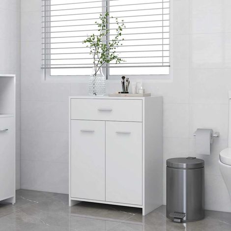 Armoire de salle de bain, Meuble de Rangement, Placard de Rangement Toilettes Blanc 60x33x80 cm Aggloméré HYB59375 (1/5)
