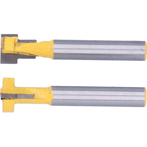 Lot de 2 fraises à bois en acier rapide, queue de 6,35 mm (1/4"), en forme de T, pour la découpe du bois. Diamètre : 9,52 mm x 12,7 mm. (1/5)