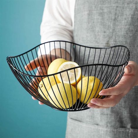 1 Corbeille à fruits, métal noir, design moderne, 26,7 cm, rangement cuisine