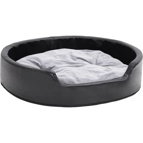 Lit pour chiens Noir et gris 79x70x19 cm Peluche et similicuir (1/5)