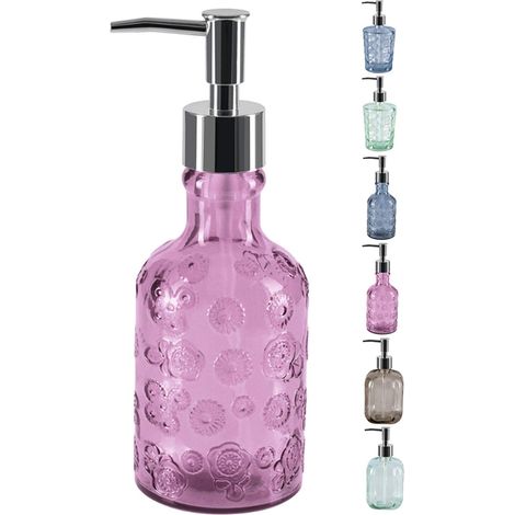 Distributeur de savon Verre recyclé CARLITA Rose Spirella (1/3)