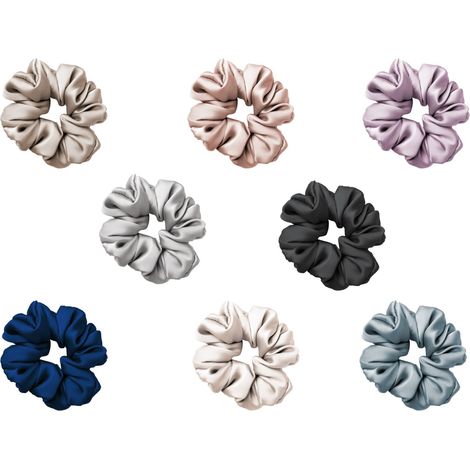 Scrunchies Elastico Per Capelli Crespi 100% Seta In Tinta Unita, misuraScrunchiescoloreBianco (1/5)
