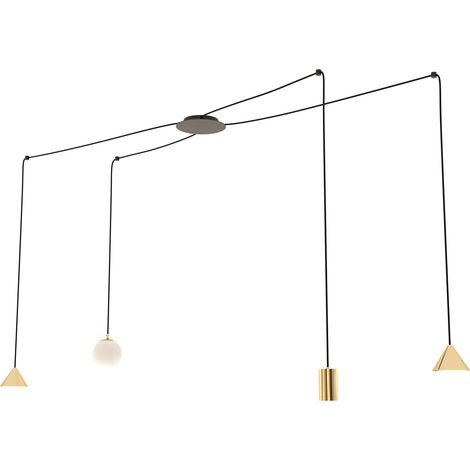Sospensione Moderna Decentrata Fuji 4 Luci Oro (1/5)