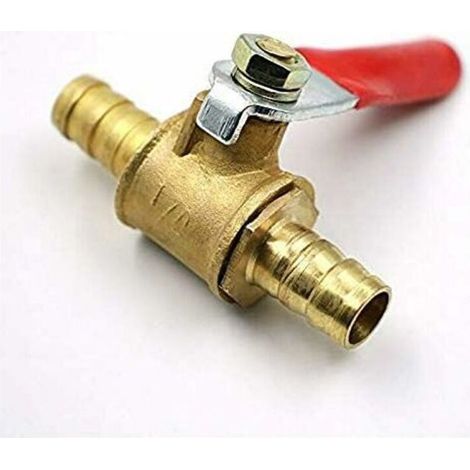 8mm Brass Ball Valve with Barbed Stop Pipe Fitting, Tap Adapter for Water, Gas, Oil (1 pc, 8mm) [HK] (1/4)