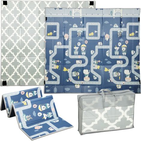 AIYAPLAY Foldable Baby Play Mat, Baby Playpen, Traffic & Grey Diamond Theme (1/5)