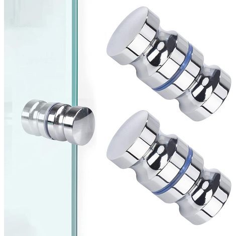 Pair 2 Stück Duschtürknauf, runder Duschtürknauf, Edelstahl-Duschknöpfe, Duschtürknauf, Türgriffe für Badezimmer, Glastür, Schiebetür, INHHUB