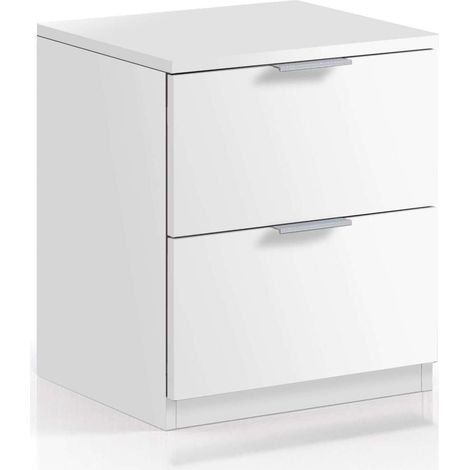 Mesita de noche Hierro 2 cajones acabado roble o blanco 45 cm(alto)38 cm(ancho)34 cm(fondo)