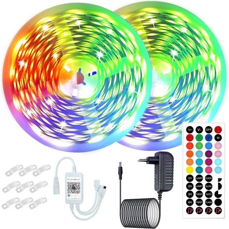 Kit de bande LED RVB, 30 mètres, contrôle de l'application Bluetooth, avec 44 touches, SMD 5050.12V, multicolore (1/5)