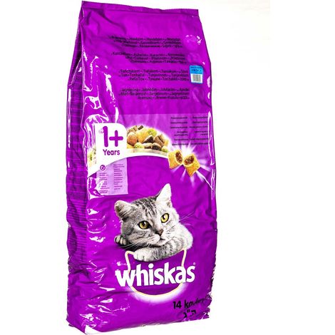 Croquettes pour chat au thon et légumes 14 kg – 38% protéines – Sans colorants ni conservateurs – Pour chats adultes – Whiskas