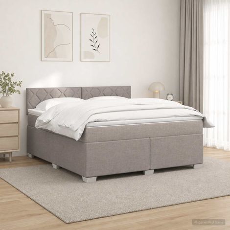 vidaXL Lit boxspring avec matelas Taupe 140 x 190 cm Tissu (1/5)