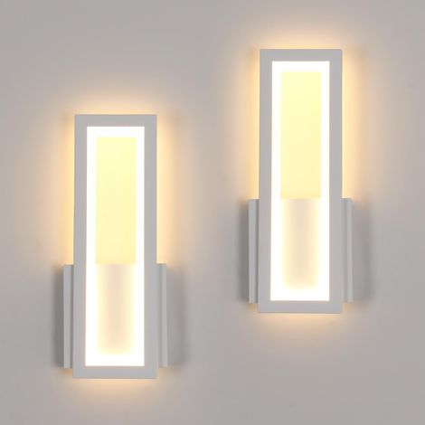 Applique Murale Intérieure LED, 2 Pièces 17W Moderne Lampe Murale Blanc, Luminaire LED 3000K Blanc Chaud pour Chambre, Salon, Couloir, Escalier, 32CM (1/5)