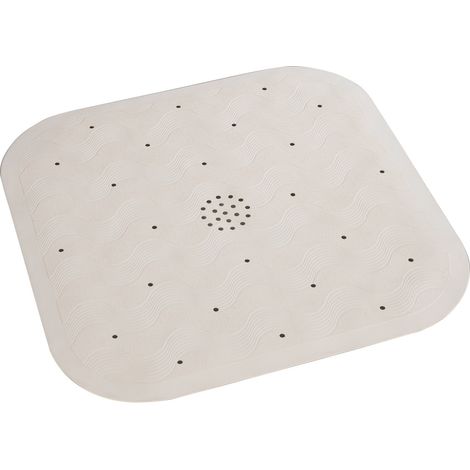 WENKO Tappeto da doccia, Tappeto da bagno antiscivolo con drenaggio dell'acqua, Gomma naturale, 54 x 54 cm, beige (1/3)