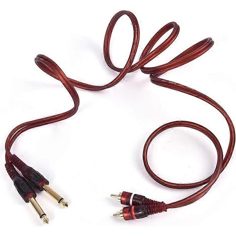 Câble de 1,5 m (1 pièce), adaptateur RCA mâle double vers connecteur double 6,35 mm (1/4 pouce) mâle pour mélangeur (1/5)