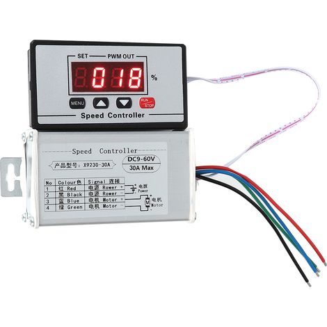 Variateur de vitesse PWM DC9-60V pour moteur à balais, contrôleur 30A avec écran numérique, régulateur de tension, affichage digital, module de puissance, pour outils électriques et bricolage. (1/5)